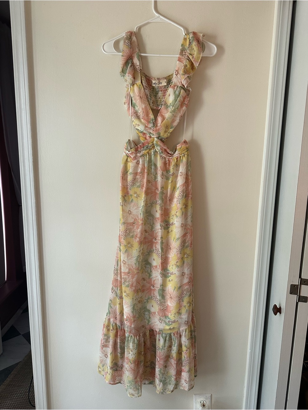 Hello Molly Pastel Floral Cutout Maxi Dress